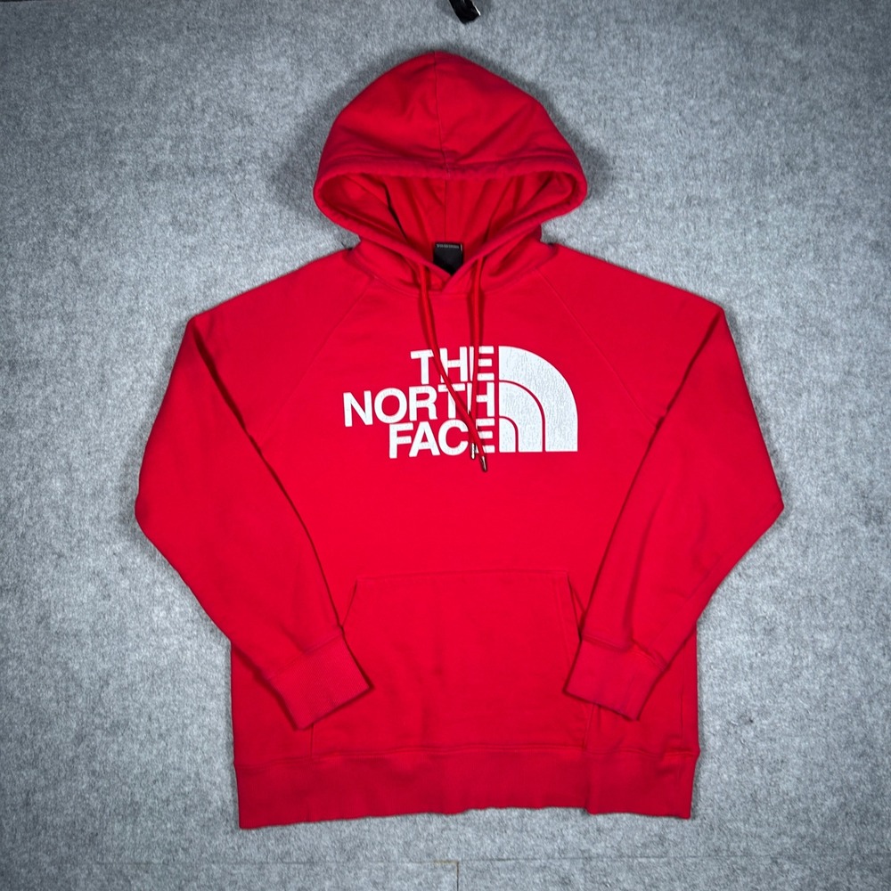 The North Face Hoodie Women Medium Red Half Dome Logo Fleece Pullover Gorpcore